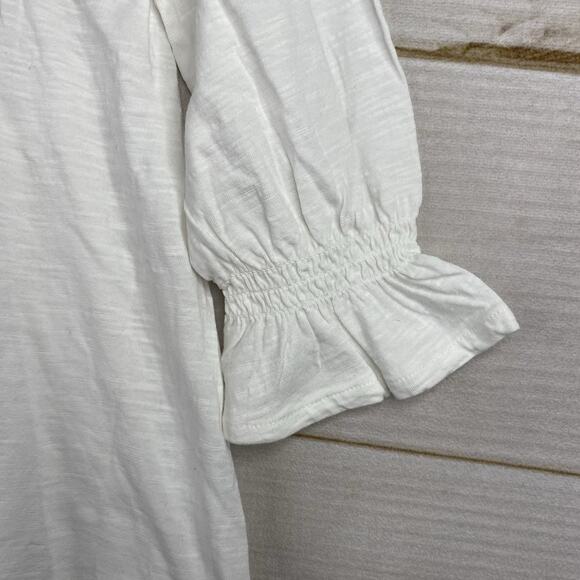 Garnet Hill Dress Girls Sz L White Embroidered 3/4 Sleeve Tunic Top Knit Pullove - Picture 3 of 10